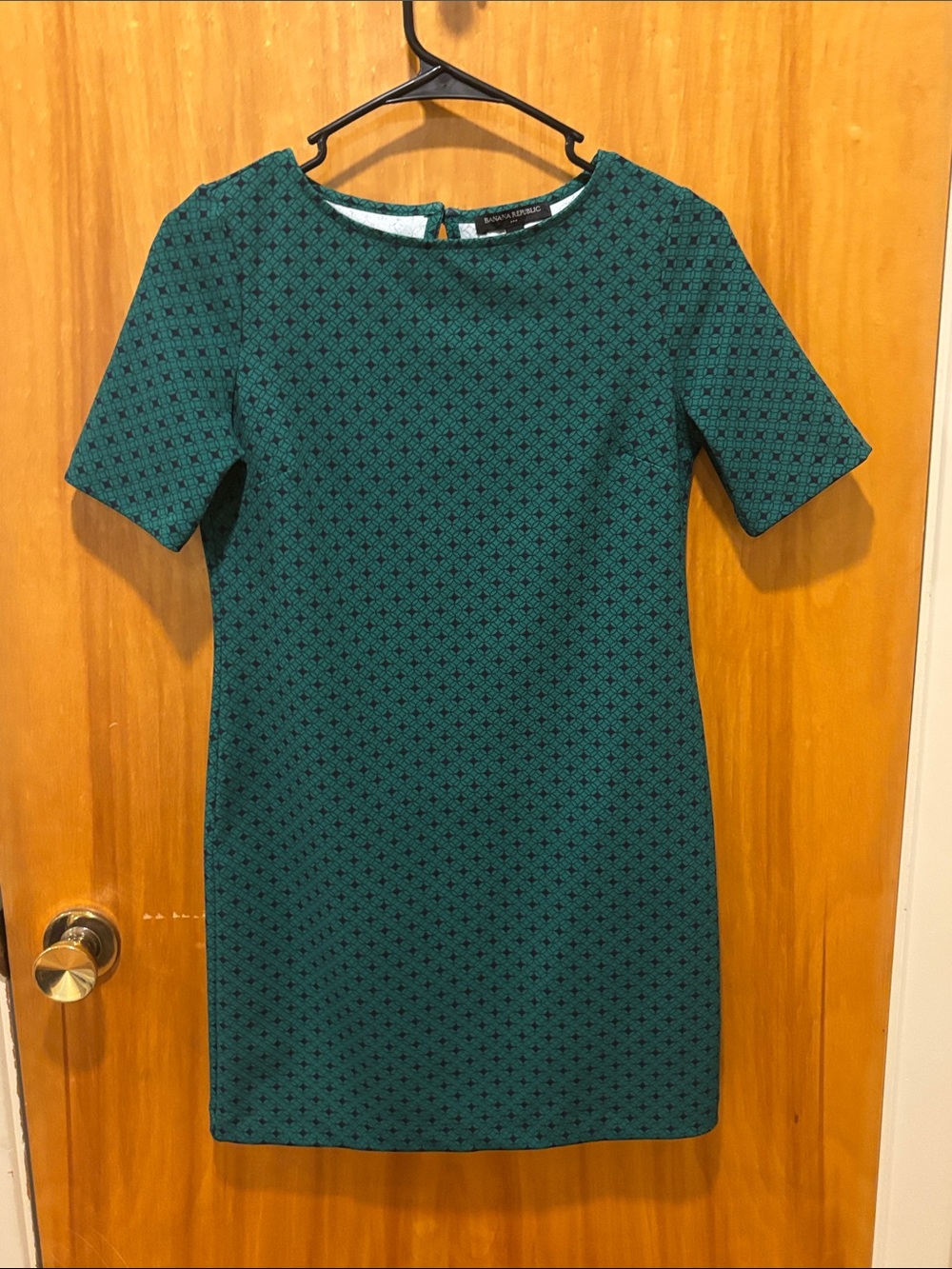 Banana Republic Teal Patterned Short Sleeve Shift Dress